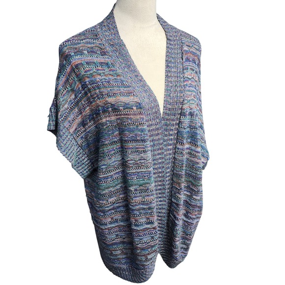 CJ Banks Sweaters - CJ Banks Multicolored Knit Cardigan Womens‎ 2X Open Front Short Sleeve Sweater